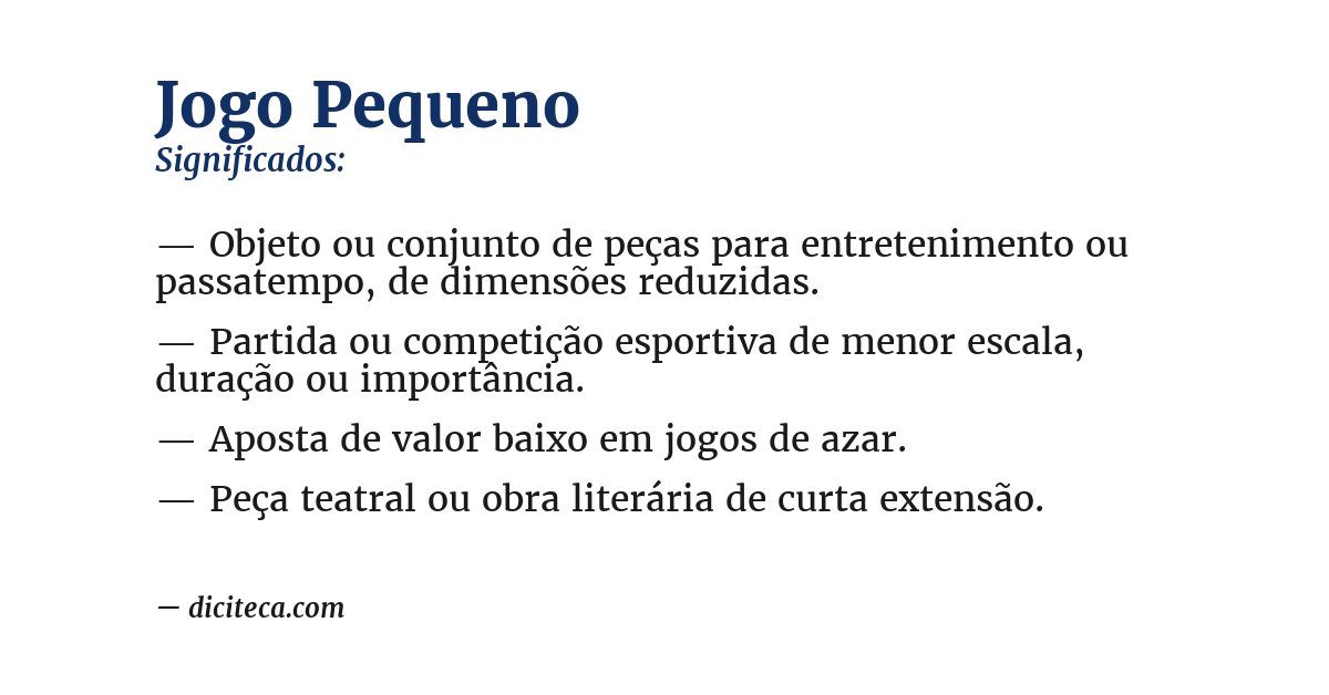 Significado de jogo pequeno
