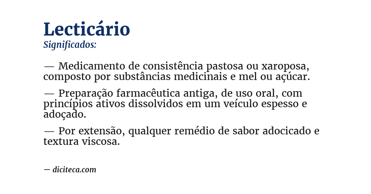 Significado de lecticário