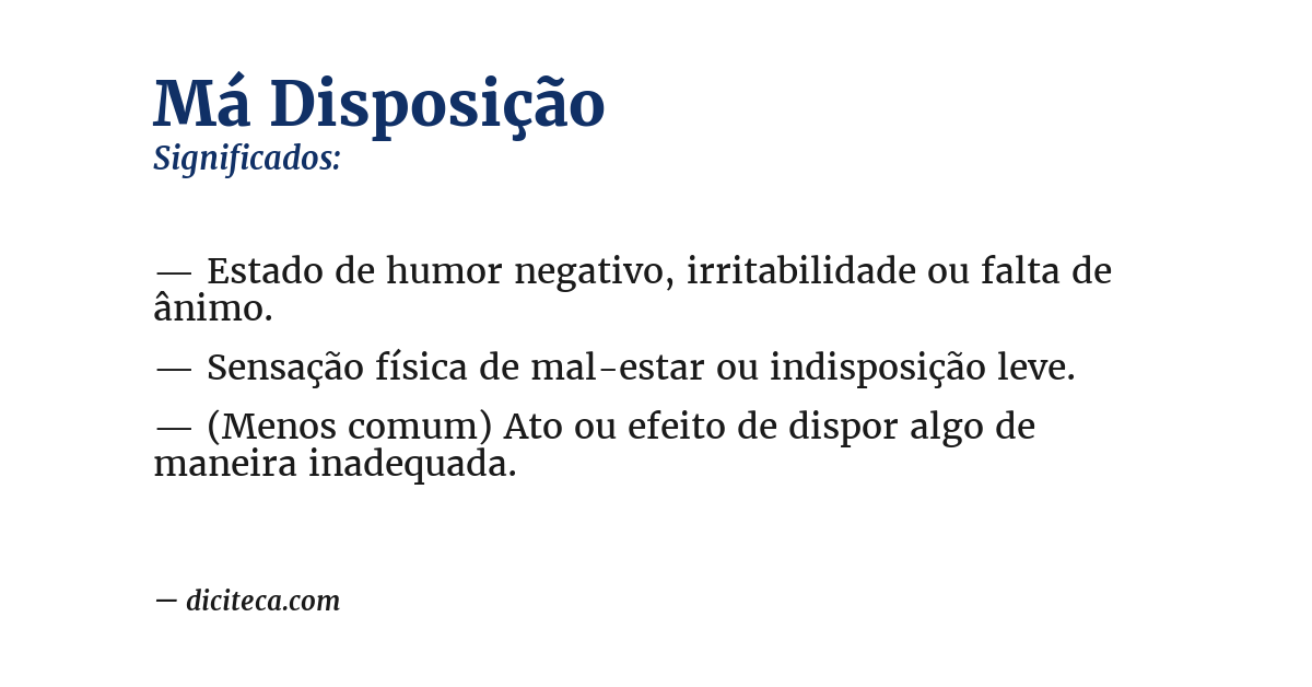 Significado de má disposição
