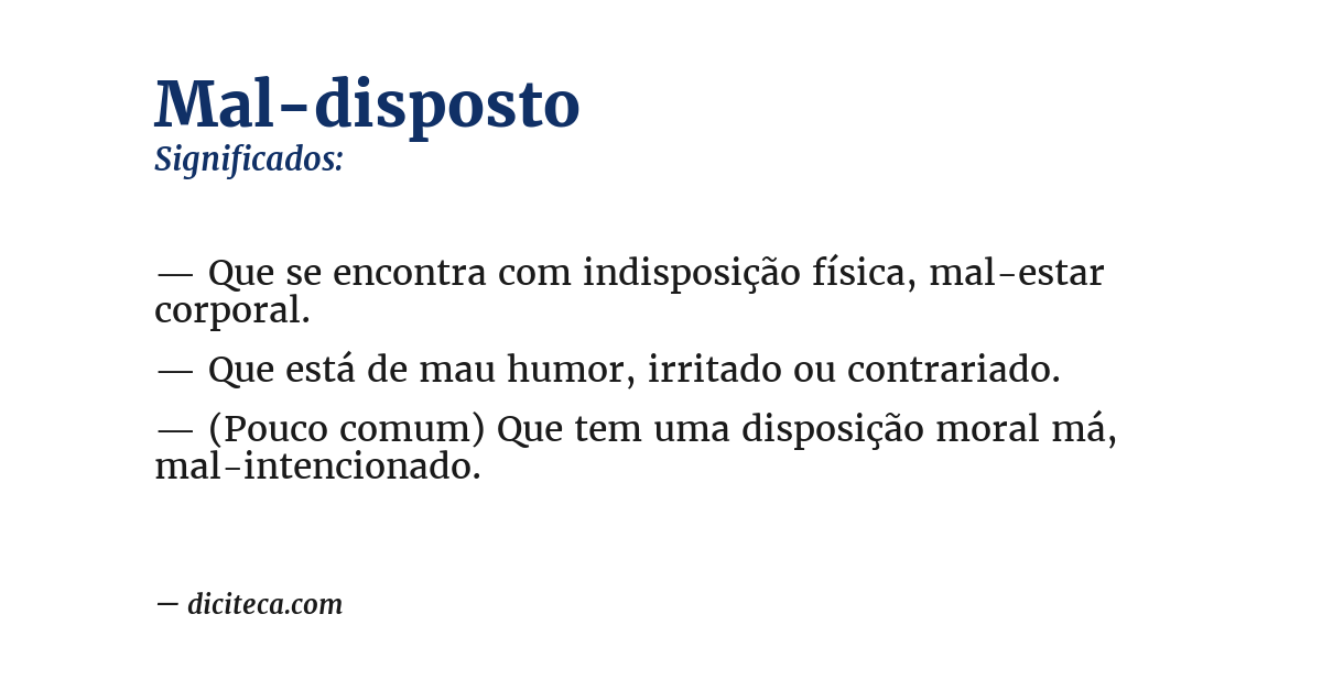 Significado de mal-disposto