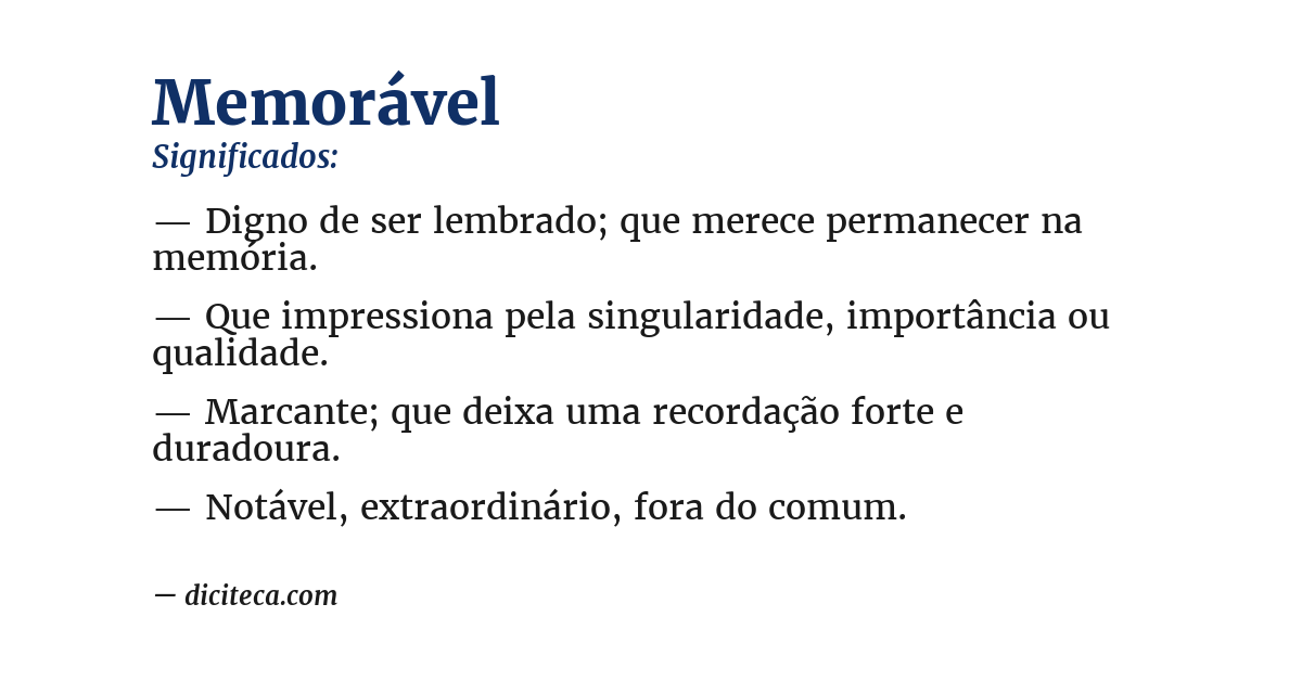 Significado de memorável