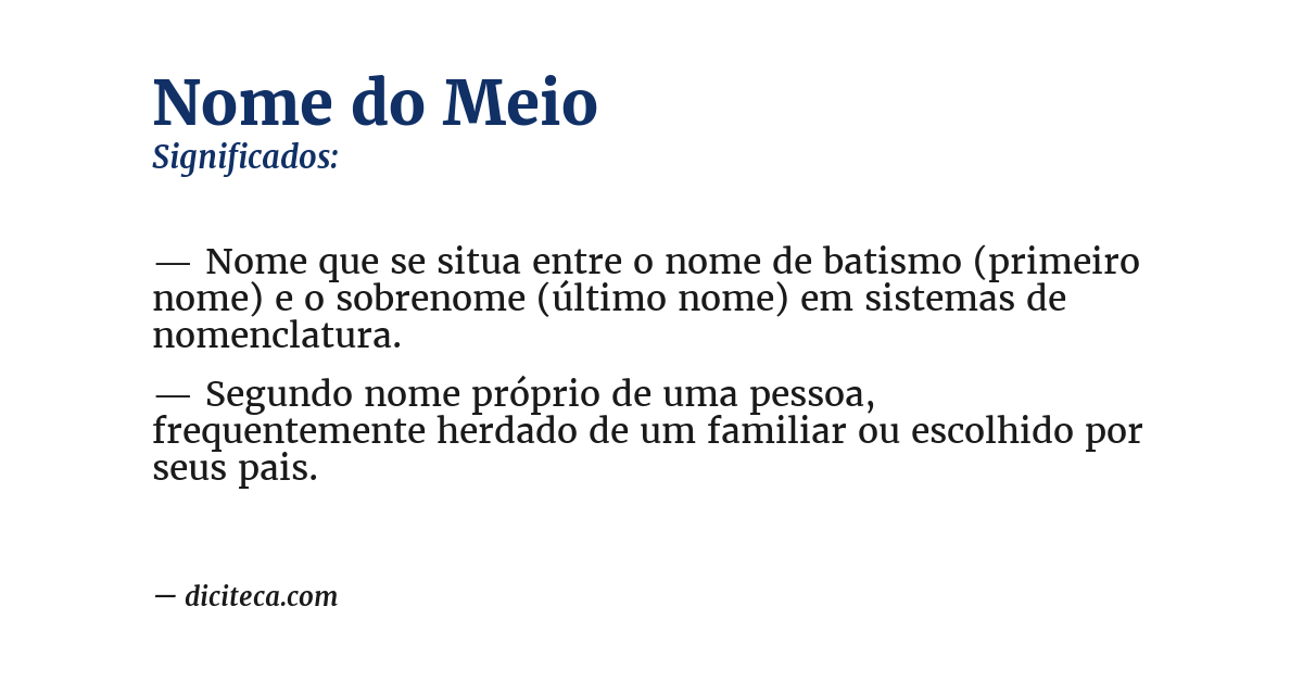 Significado de nome do meio