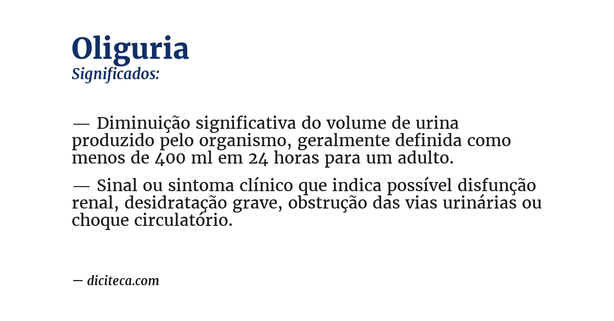 Significado de oliguria