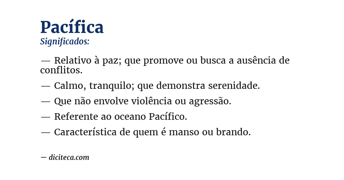 Significado de pacífica