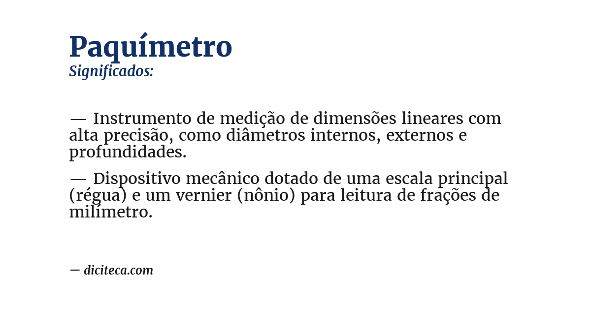 Significado de paquímetro