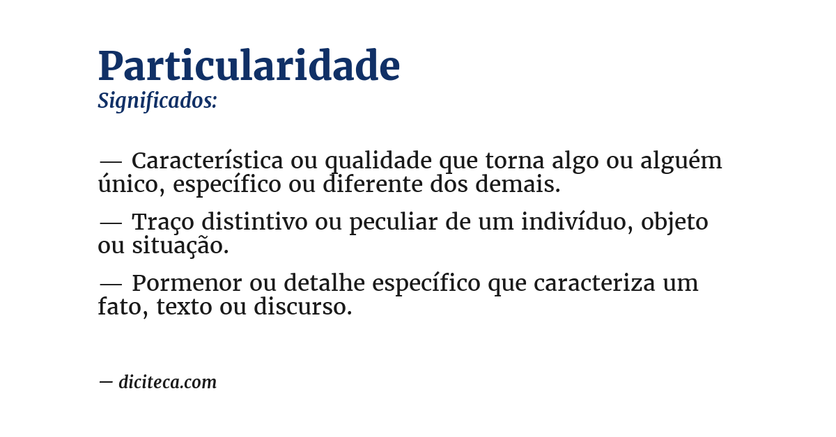 Significado de particularidade