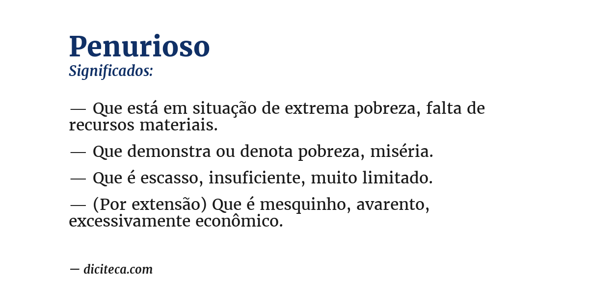 Significado de penurioso