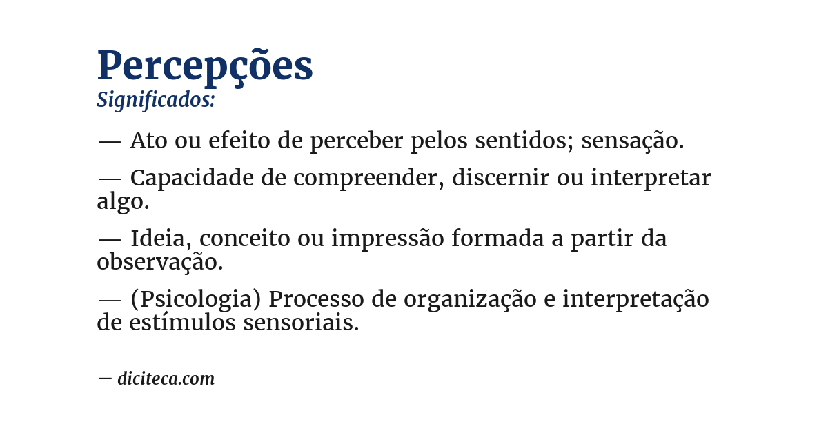 Significado de percepções