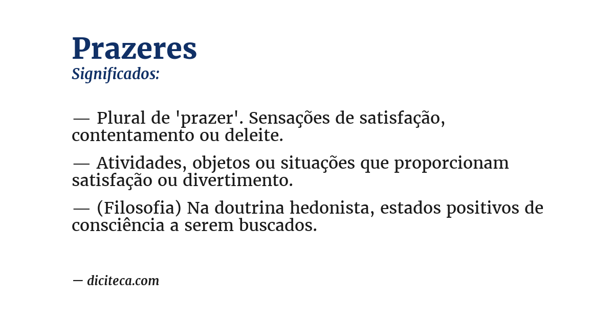 Significado de prazeres