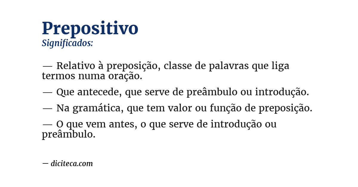 Significado de prepositivo