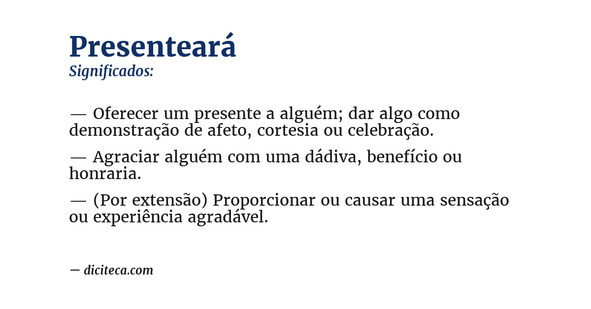 Significado de presenteará