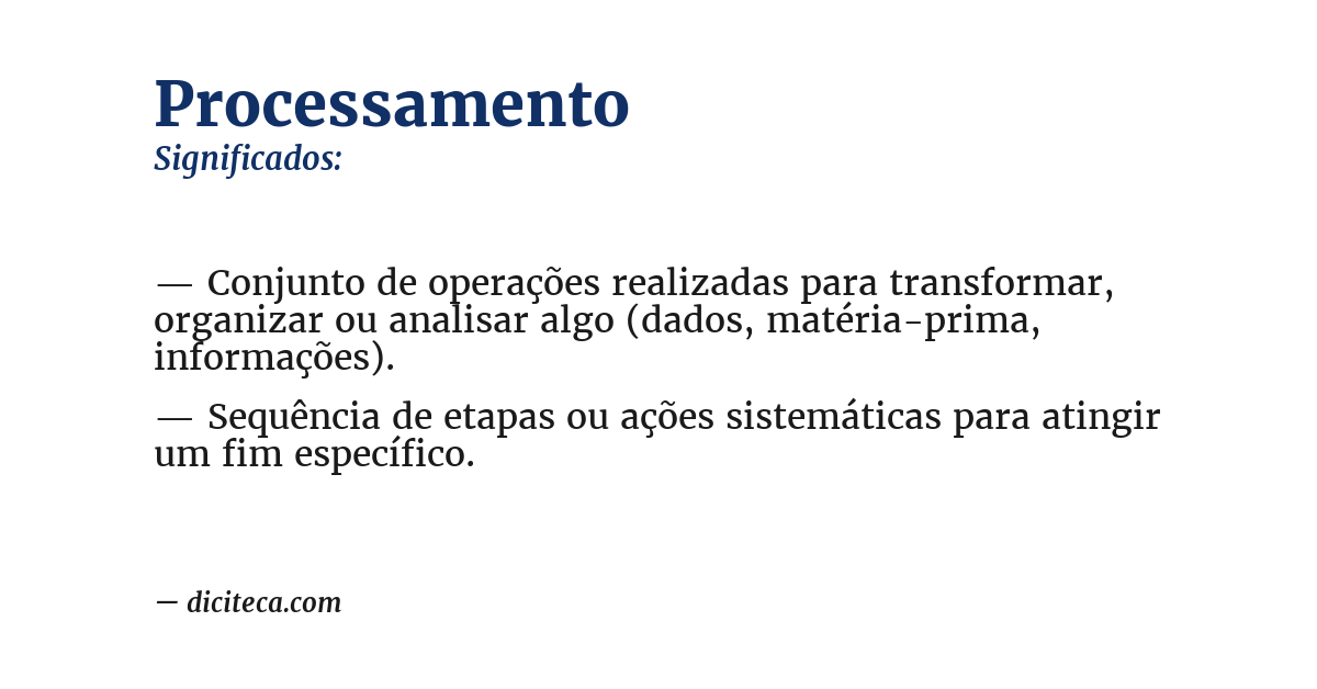 Significado de processamento