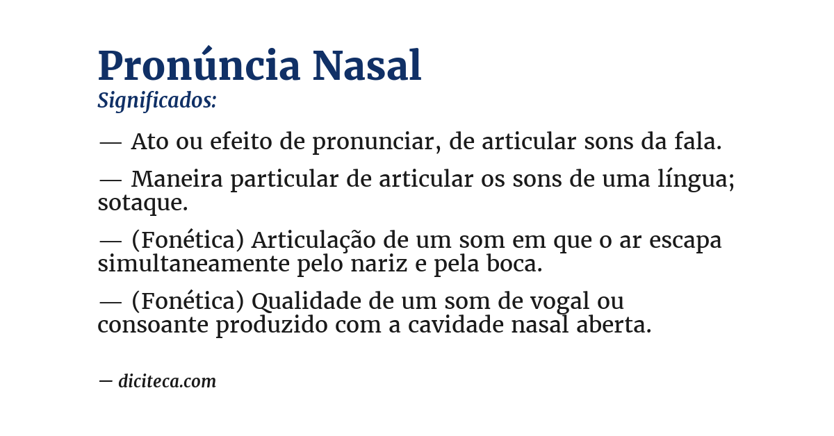 Significado de pronúncia nasal