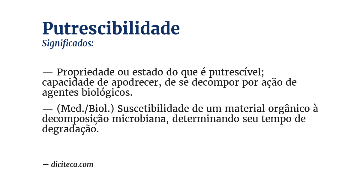 Significado de putrescibilidade