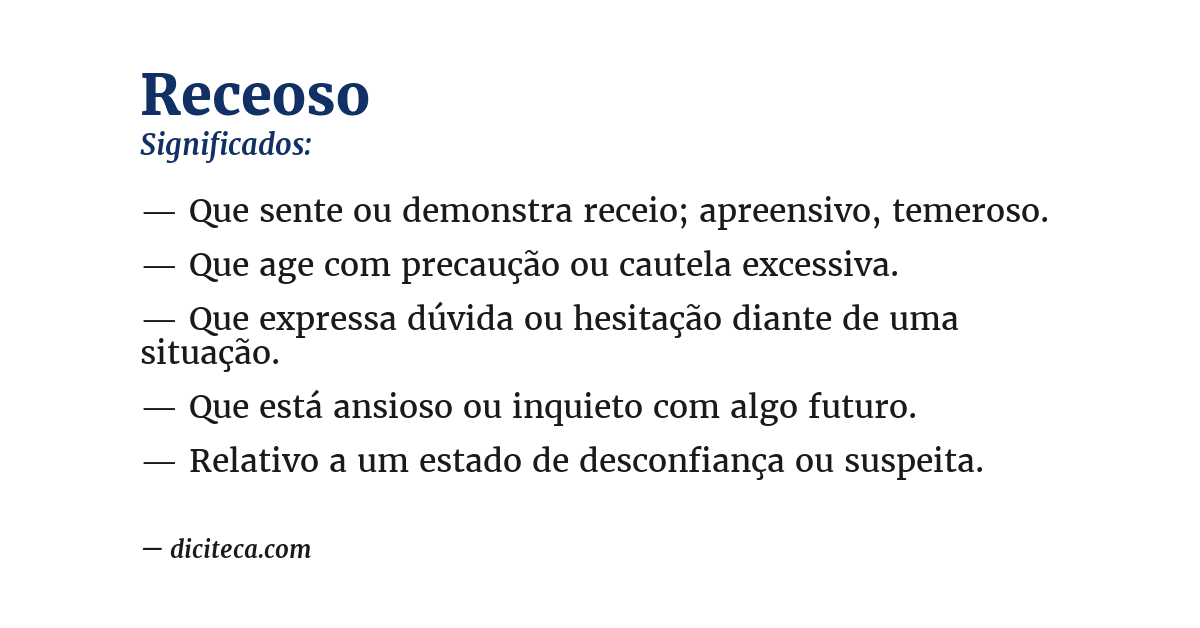 Significado de receoso