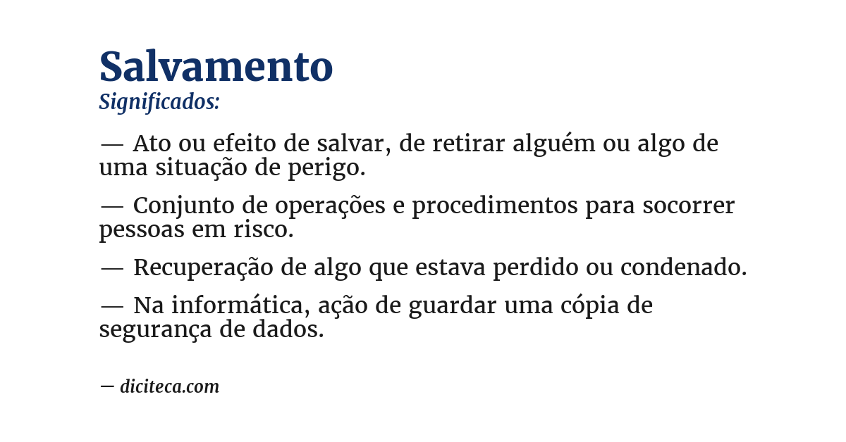 Significado de salvamento