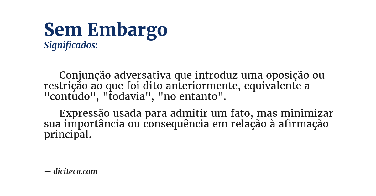 Significado de sem embargo