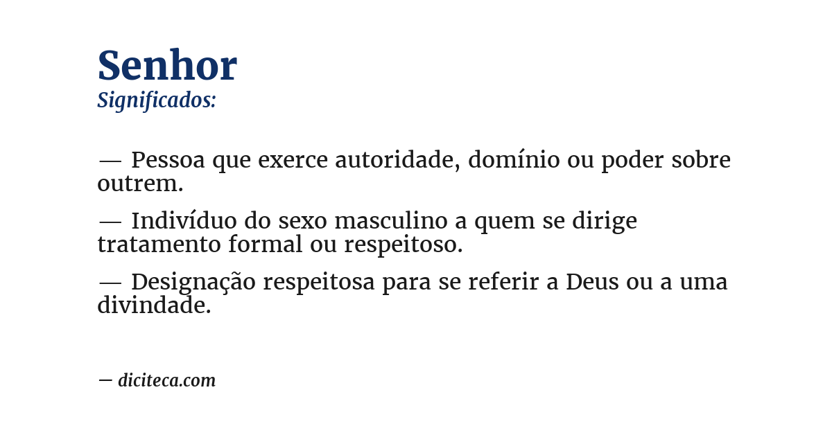 Significado de senhor