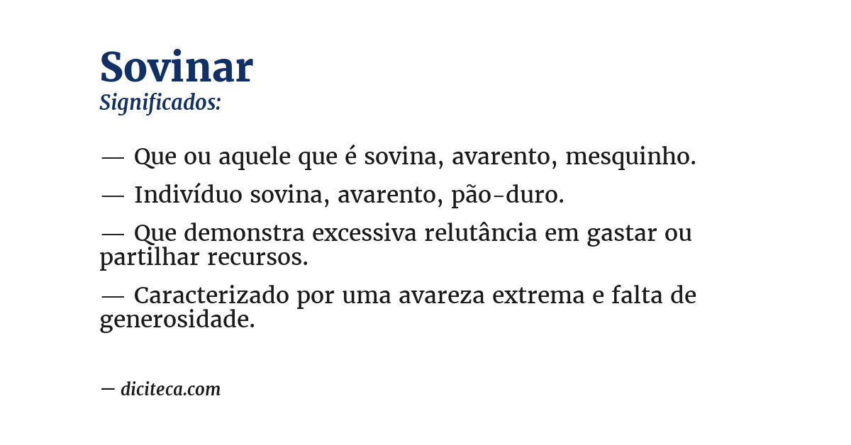 Significado de sovinar