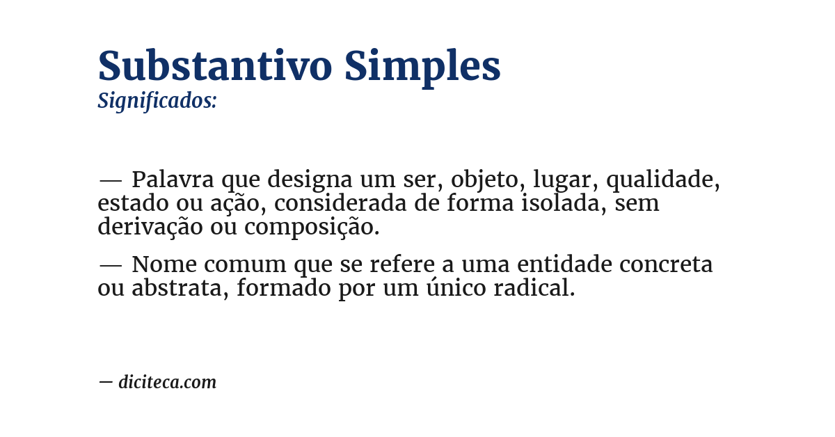 Significado de substantivo simples