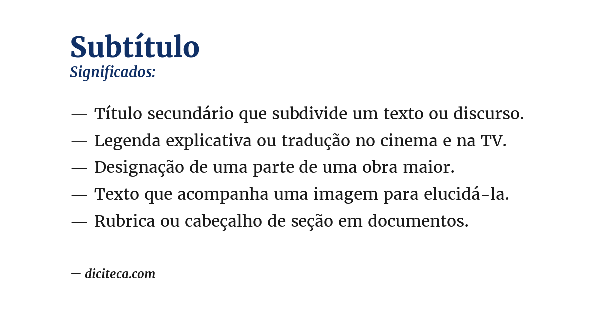 Significado de subtítulo