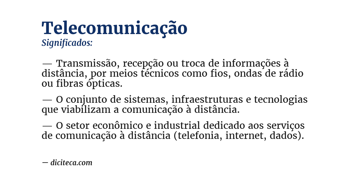 Significado de telecomunicação
