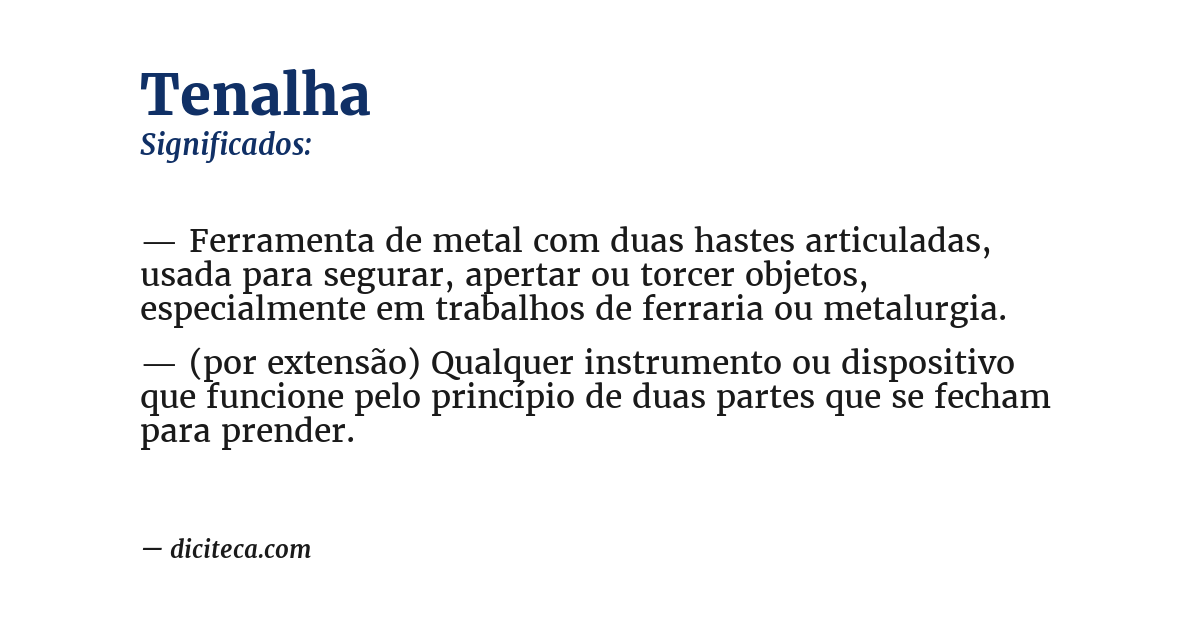 Significado de tenalha