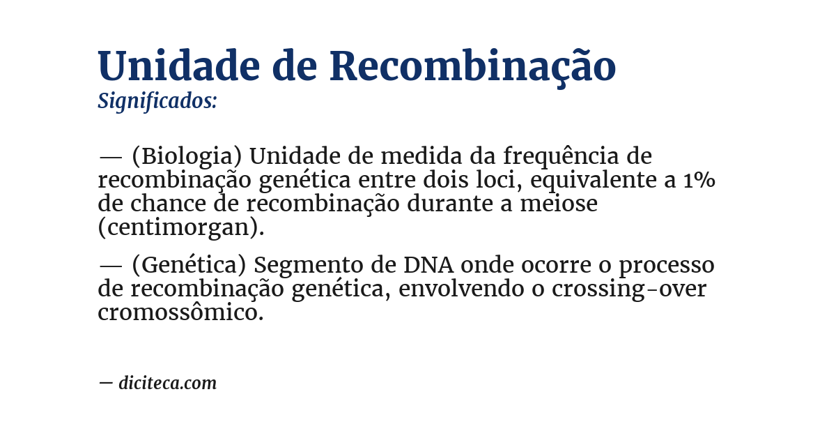 Significado de unidade de recombinação