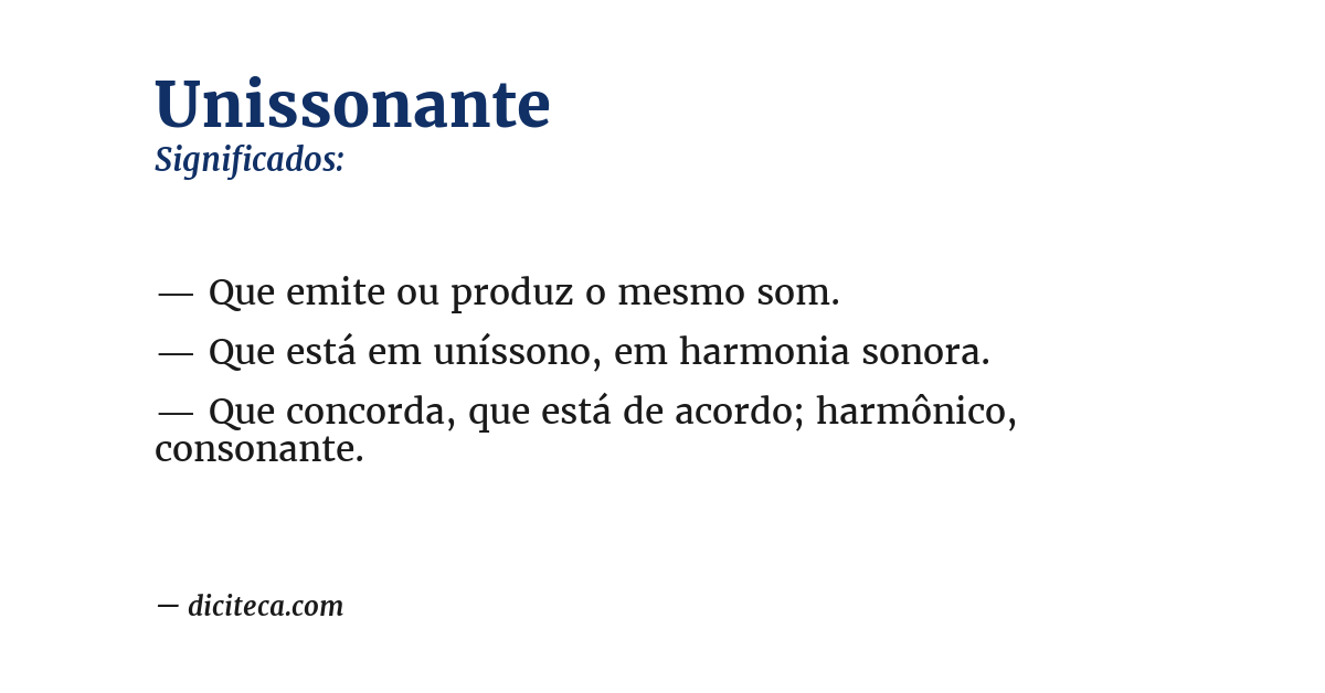 Significado de unissonante