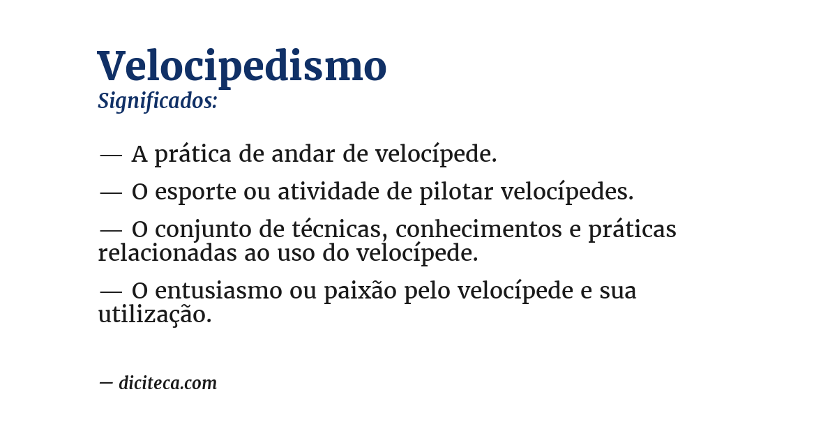 Significado de velocipedismo