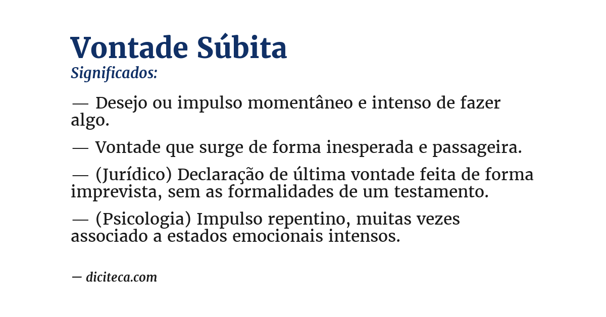 Significado de vontade súbita