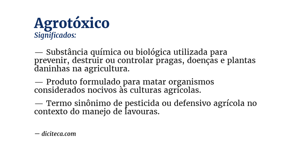 Significado de agrotóxico