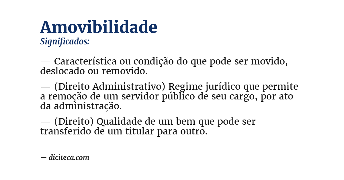 Significado de amovibilidade