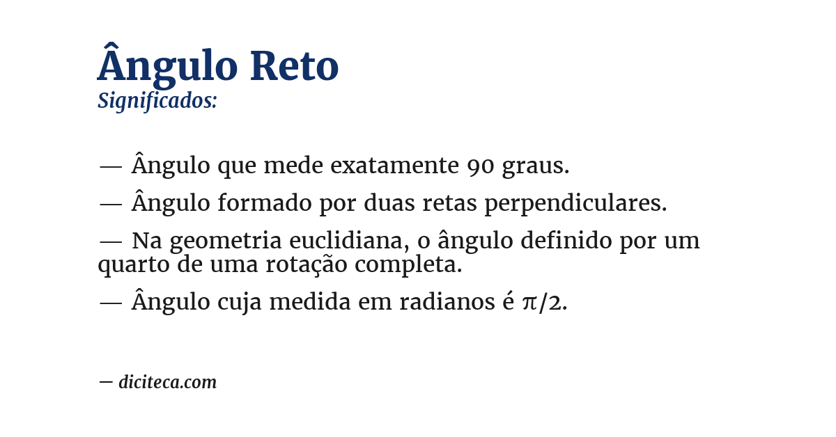 Significado de ângulo reto