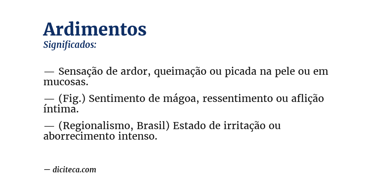 Significado de ardimentos