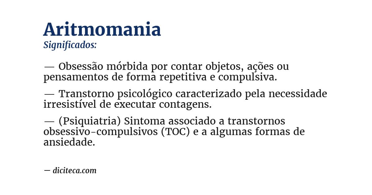 Significado de aritmomania