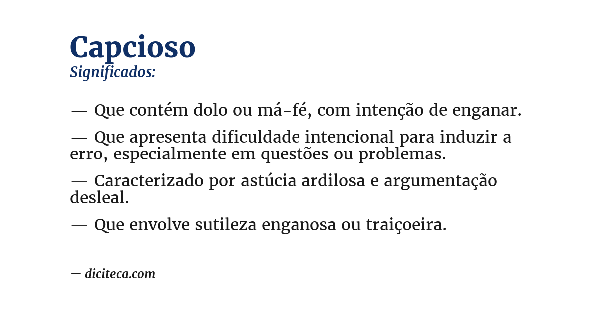 Significado de capcioso