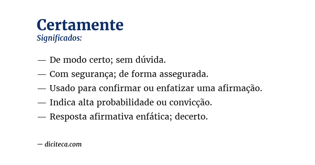 Significado de certamente