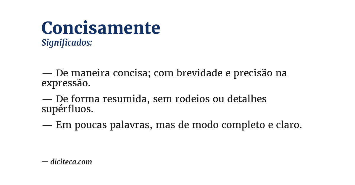 Significado de concisamente
