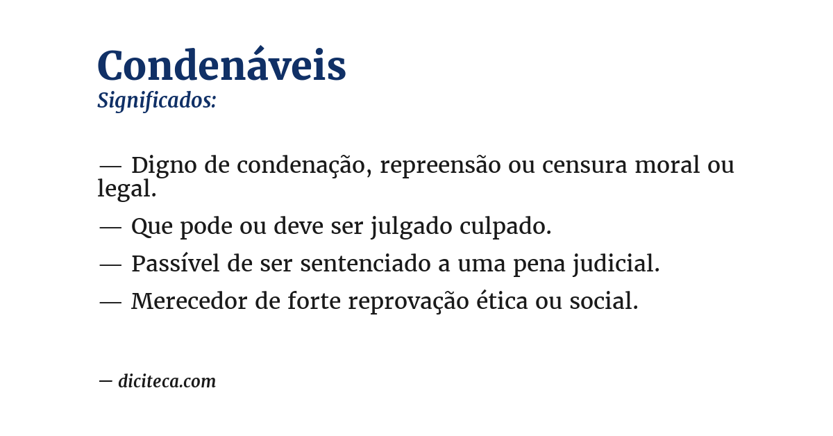 Significado de condenáveis