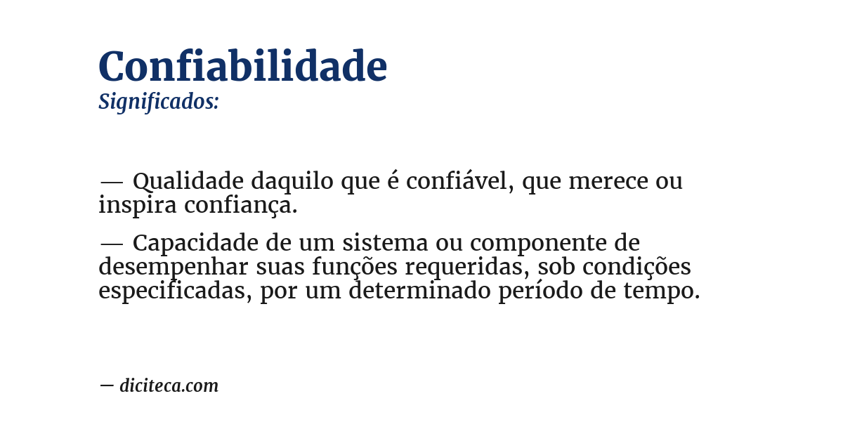 Significado de confiabilidade