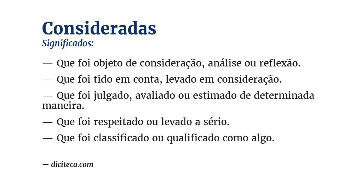 Significado de consideradas