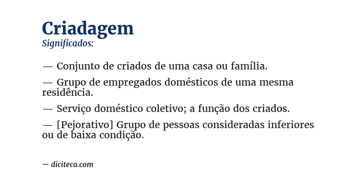 Significado de criadagem