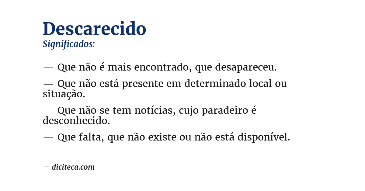 Significado de descarecido