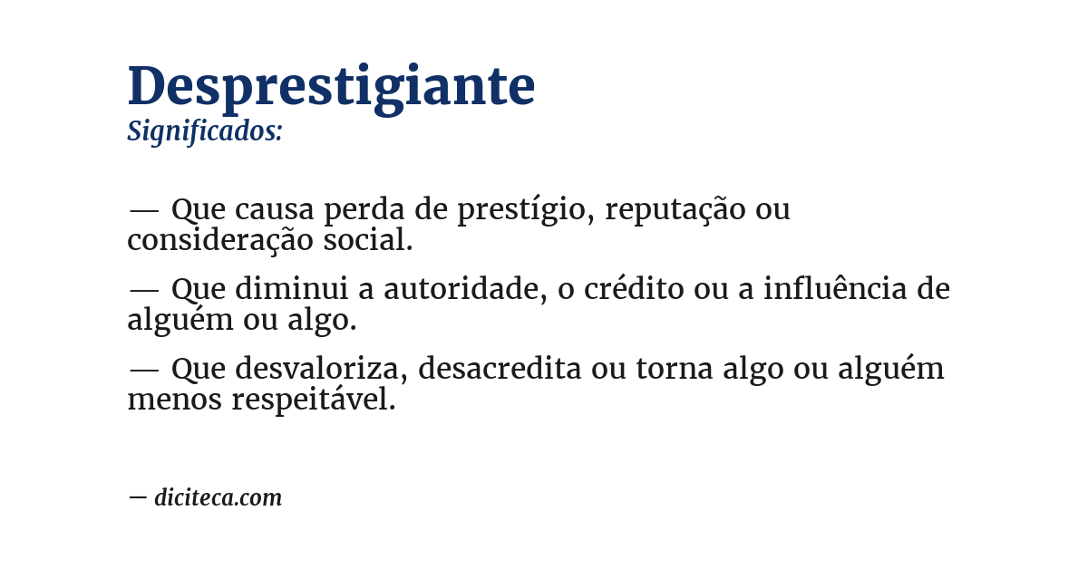 Significado de desprestigiante