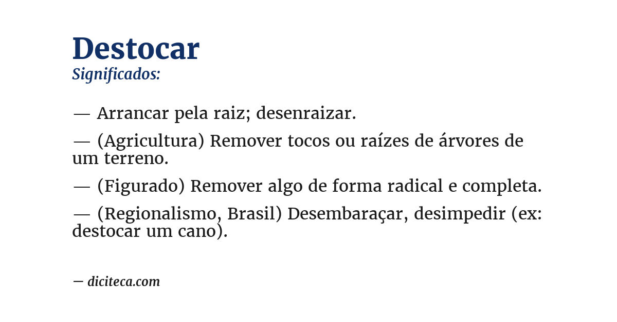 Significado de destocar