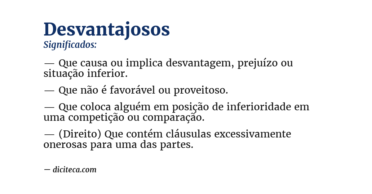Significado de desvantajosos