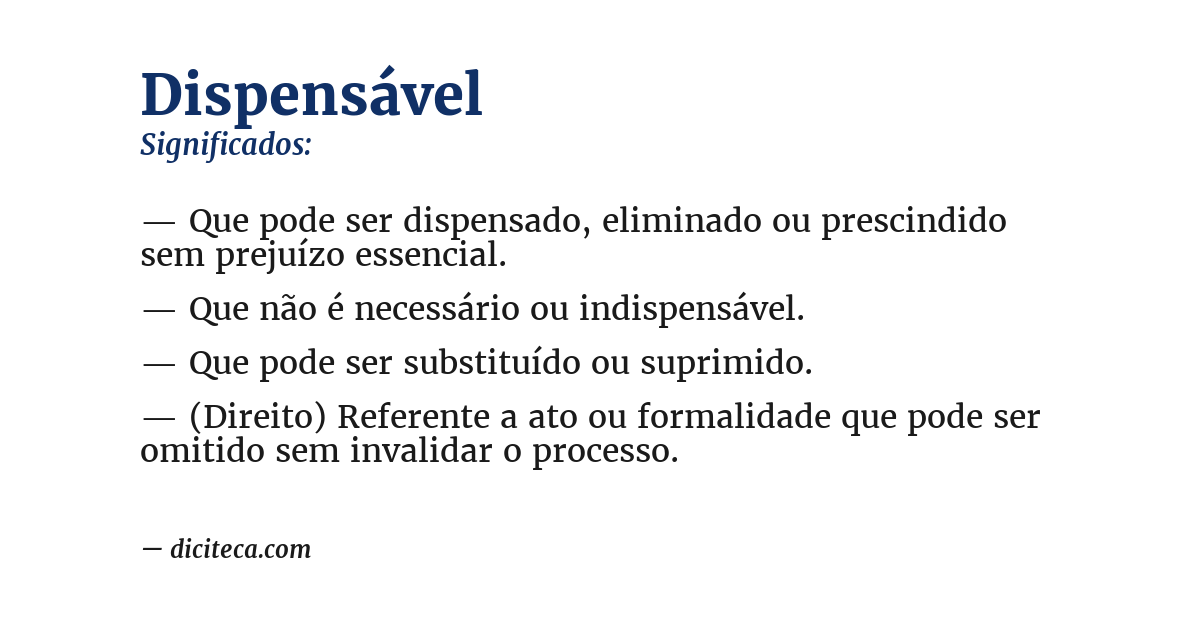 Significado de dispensável