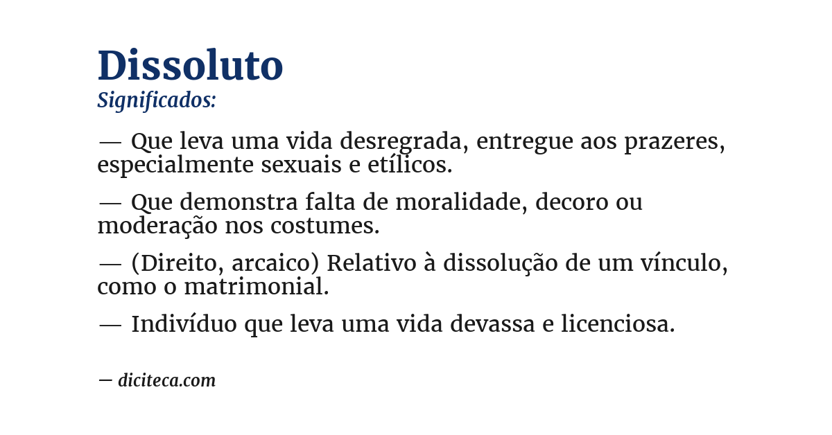 Significado de dissoluto