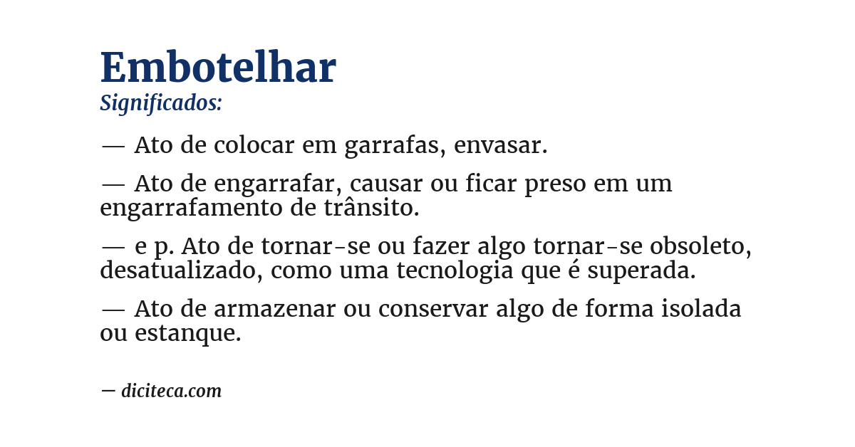 Significado de embotelhar